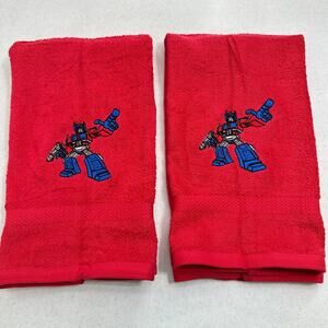 Transformers Towels Embroidered Optimus Prime Autobots Red Hand Towel Set Robots